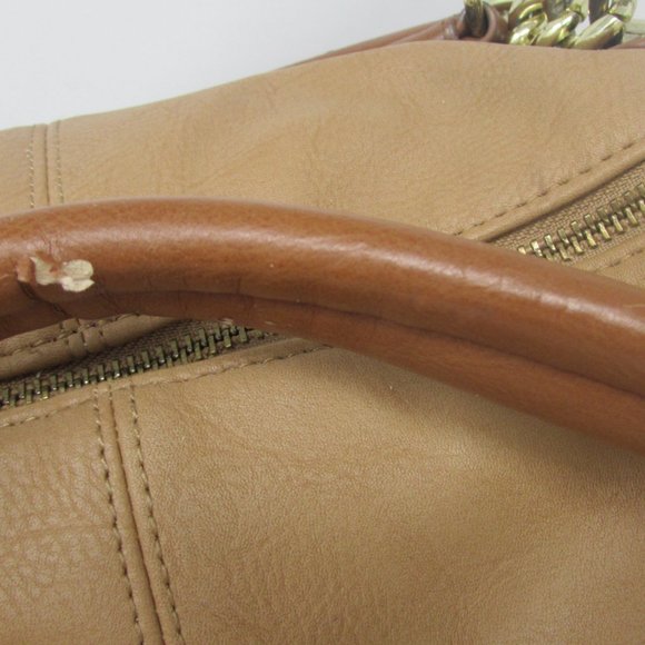 WOMEN LARGE TAN STEVE MADDEN DESIGNER TOTE BAG HANDBAG PURSE! - Picture 10 of 11